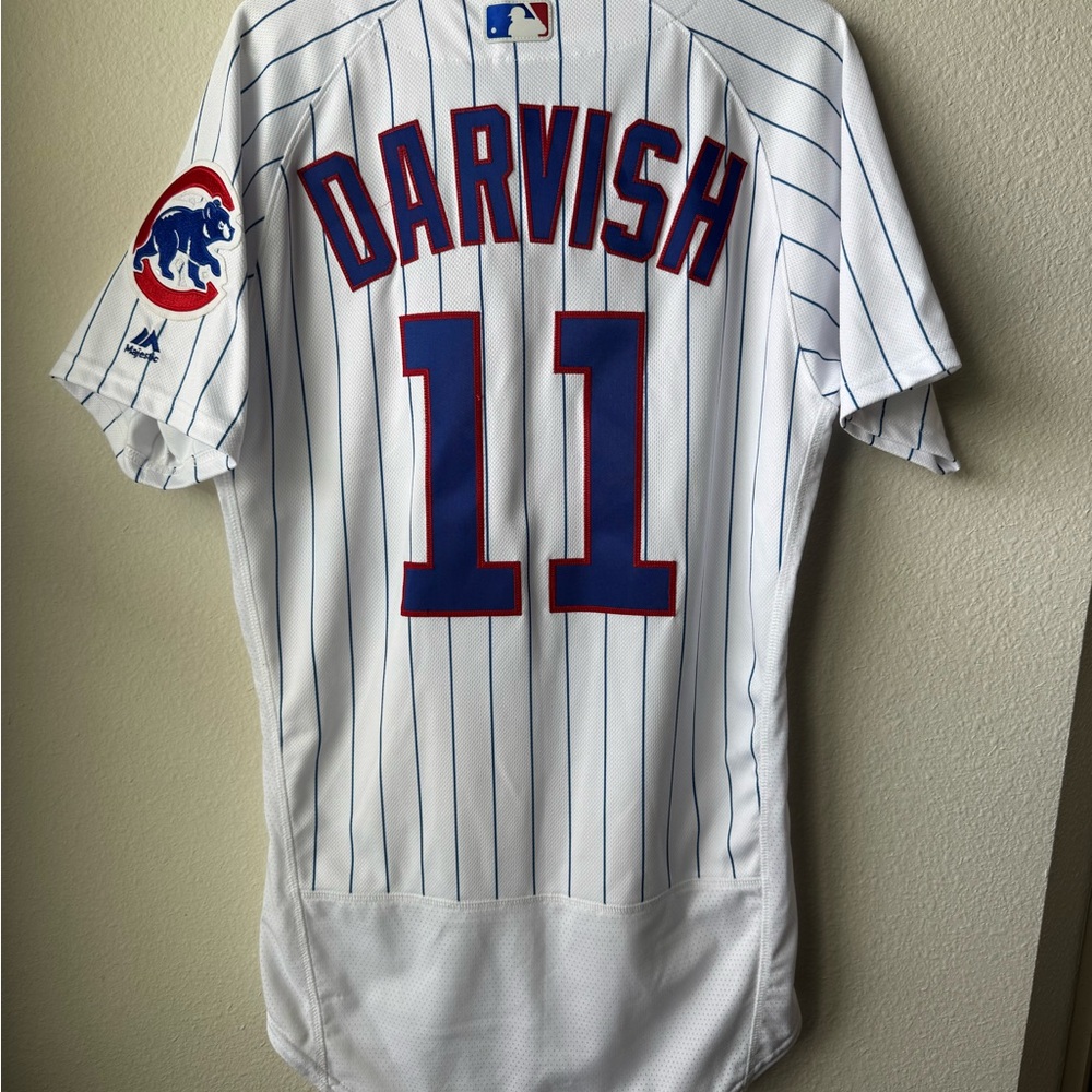 Yu Darvish Chicago Cubs Majestic Home Pinstripe Elite Jersey Size 40